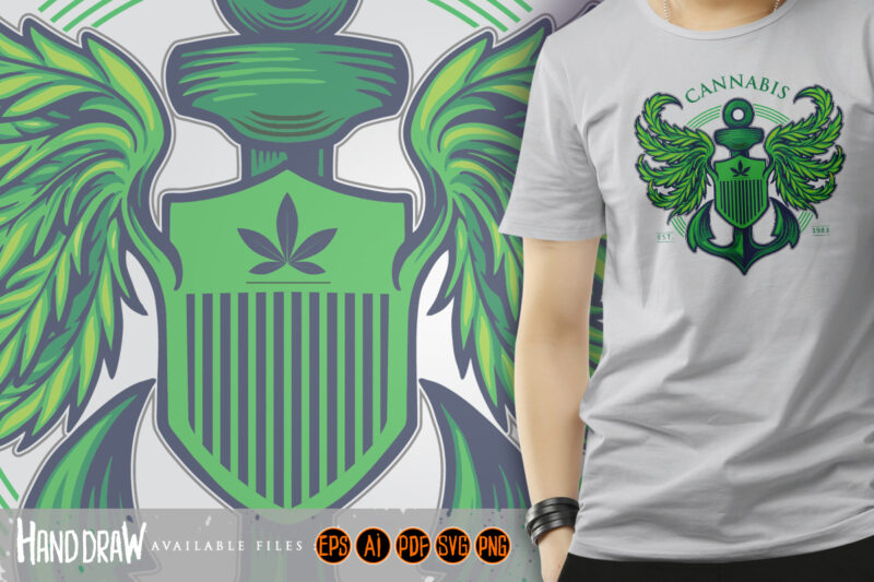 Cannabis Wing Mascot Logo with Anchor Illustrations