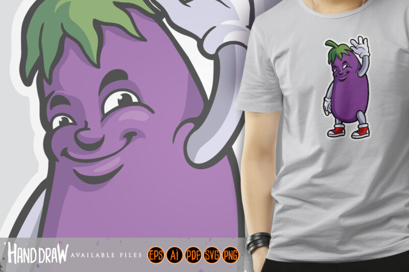 Funny eggplant logo mascot illustrations