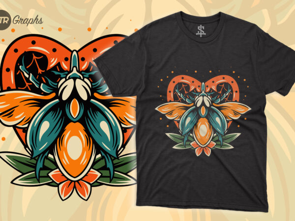 Beetle – retro illustration t shirt template
