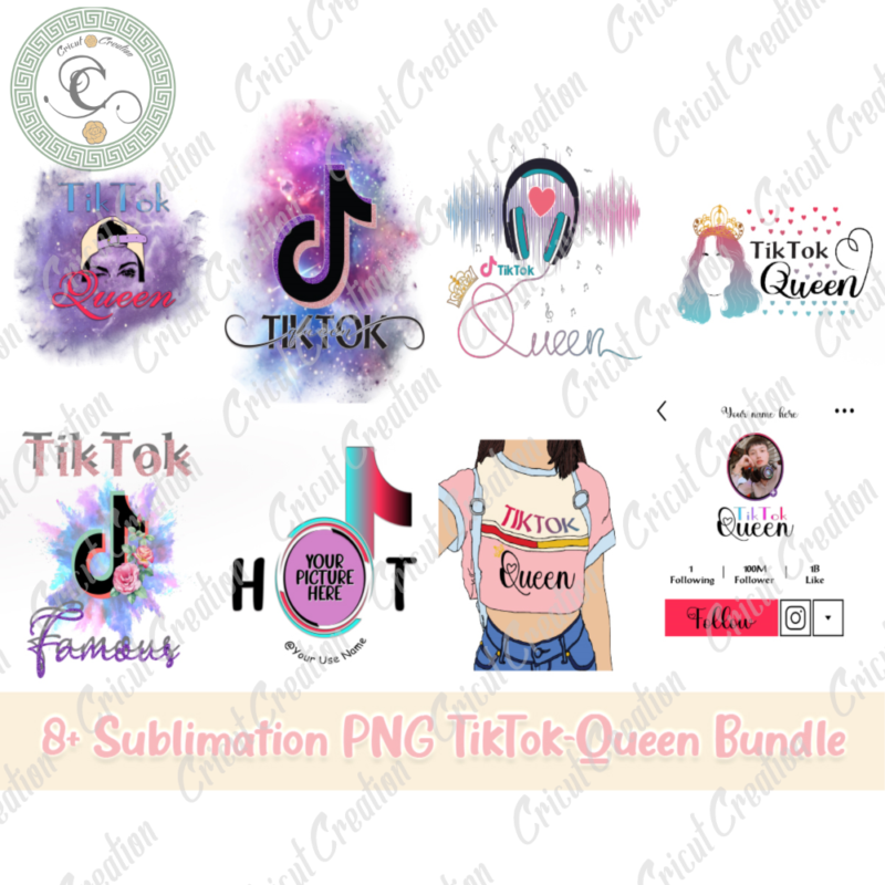 Trending gifts , 8+ Sublimation PNG Tiktok Queen Bundle Diy Crafts, Tiktoker PNG Files , Tiktok Queen Silhouette Files, Trending Cameo Htv Prints
