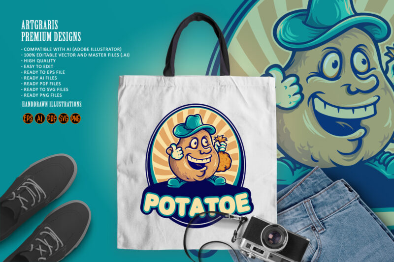 Delicious funny potato logo illustrations