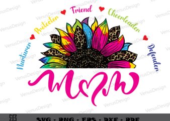 Mom Sunflower Art Words SVG PNG, Mothers Day Tshirt Design