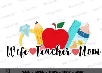 Wife Teacher Mom Teachers Gift SVG, Teachers Day Svg