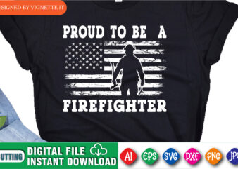 Proud to be a firefighter, USA flag shirt, Fireman shirt, Firefighter shirt print template, Destroyed flag, USA pride shirt t shirt illustration