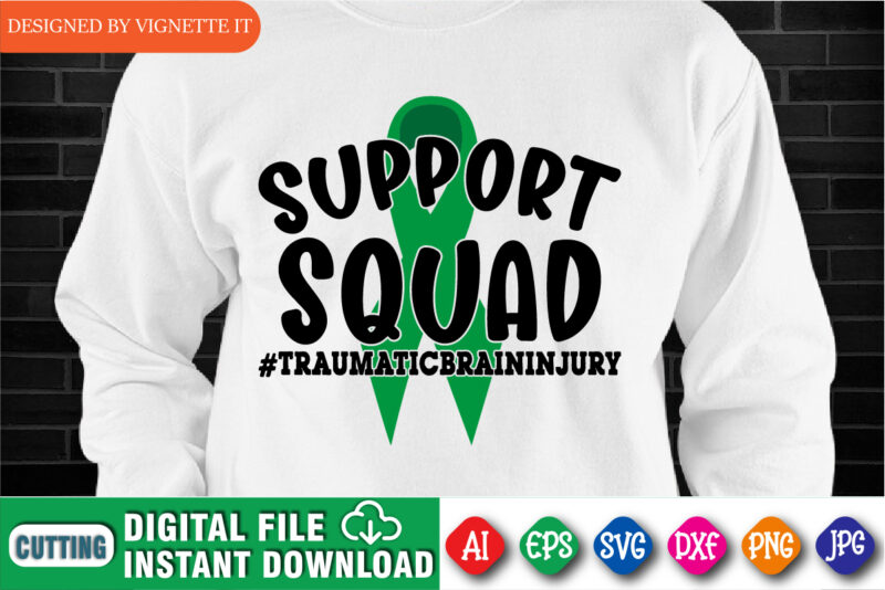 Support Squad Traumatic Brain Injury Shirt, Brain Cancer Shirt, Support Squad Shirt, Awareness Ribbon, Brain Injury Shirt, Human Brain Injury Shirt, Brain Injury Awareness Shirt Template