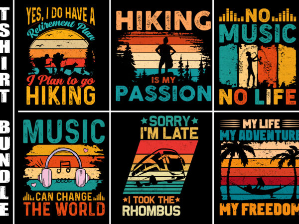 Vintage retro sunset t-shirt design bundle