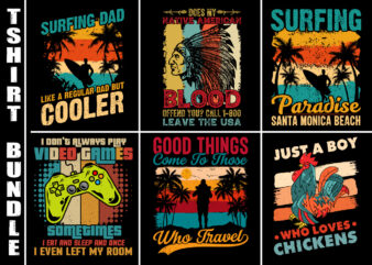 Vintage Retro Sunset T-Shirt Design Bundle