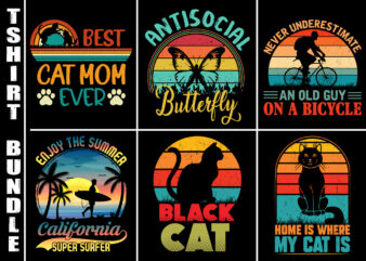 Vintage Retro Sunset T-Shirt Design Bundle