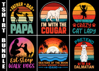 Vintage Retro Sunset T-Shirt Design Bundle