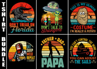 Vintage Retro Sunset T-Shirt Design Bundle