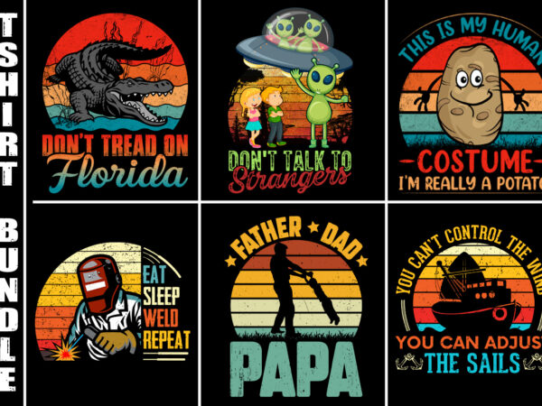 Vintage retro sunset t-shirt design bundle