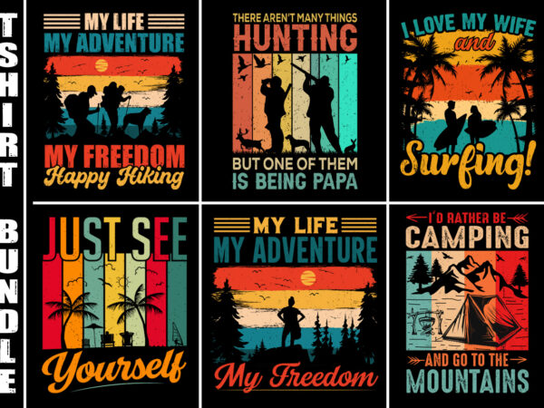 Vintage retro sunset t-shirt design bundle Vintage retro sunset t-shirt design bundle