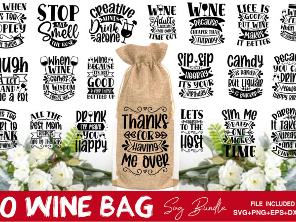 Wine bag svg bundle t shirt design for sale