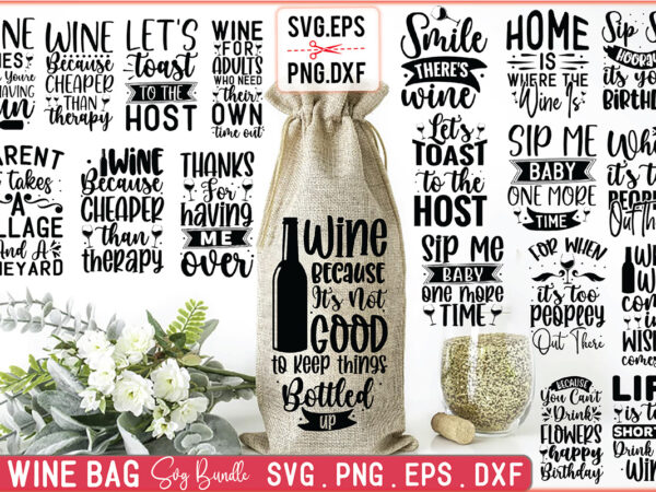 Wine bag svg bundle t shirt design for sale