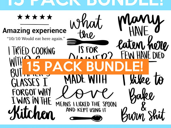 Funny Kitchen SVG Bundle, 25 Kitchen Signs, Home Decor