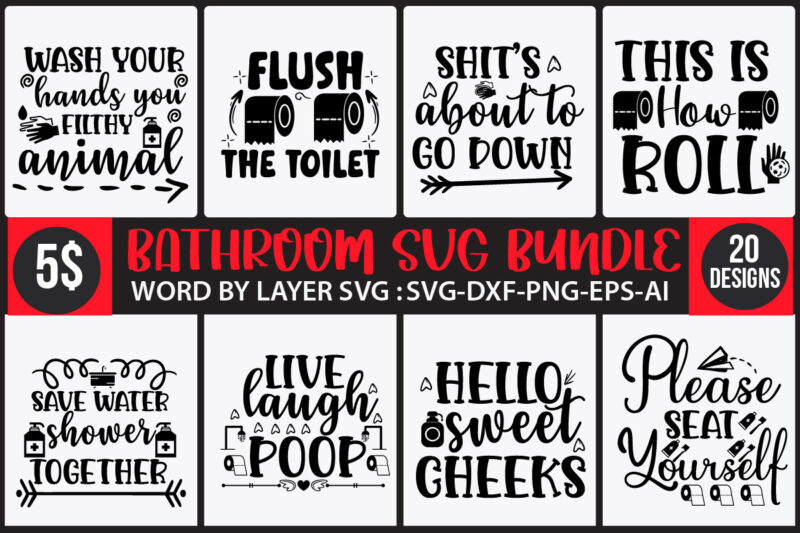 Bathroom svg bundle t shirt template,svg design bundle on sell design ,bathroom png design ,