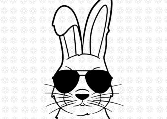 Easter Day Bunny Face With Sunglasses Svg, Easter Day Svg, Bunny Svg, Bunny Face Svg, Rabbit Face Svg, Cool Bunny Face With Sunglasses Svg vector clipart