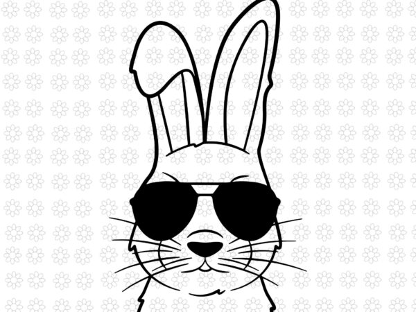 Easter day bunny face with sunglasses svg, easter day svg, bunny svg, bunny face svg, rabbit face svg, cool bunny face with sunglasses svg vector clipart