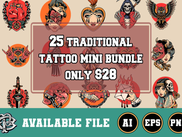 25 traditional tattoo mini bundle t-shirt design