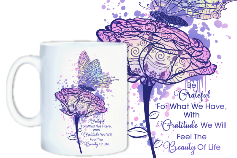 flowers with butterfly Mandala With Quotes sublimation png, funny t shirt designs