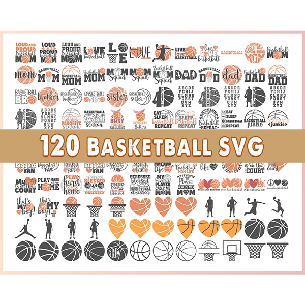 120 Combo Basketball SVG Bundle, Basketball SVG, Basketball Clipart, Basketball Cut Files, Sports Svg, Basketball Quote, Basketball Saying. SVG