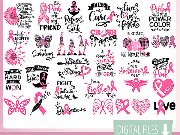 Breast Cancer SVG Bundle,Cancer SVG,Cancer Awareness,Ribbon,Breat