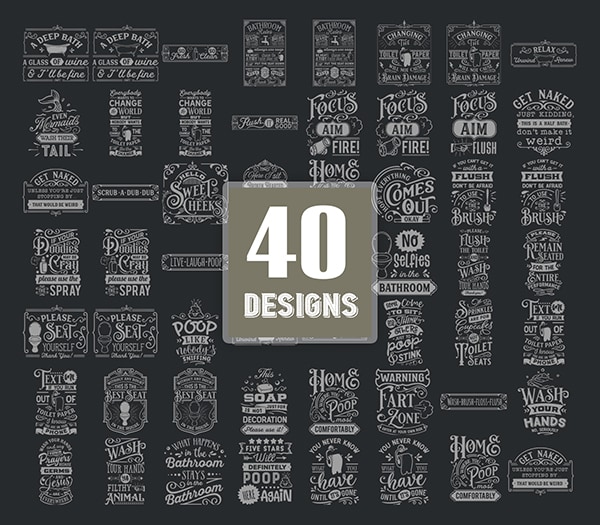 40 SVG designs Funny Bathroom Bundle, SVG , SVG Bundle. PNG