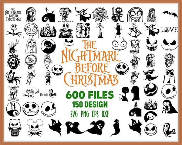 600 COMBO Nightmare Before Christmas svg bundle, Halloween svg, Jack Skellington svg, Jack and Sally svg, Nightmare Christmas svg, svg, png, dxf, eps. PNG