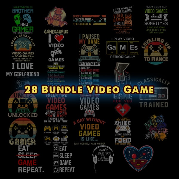 28 Video Game Png Bundle, Funny Gamer PNG, V Is For Video Game Png, Eat Sleep Game Repeat Png, Classically Trained Png, Game Controller Png