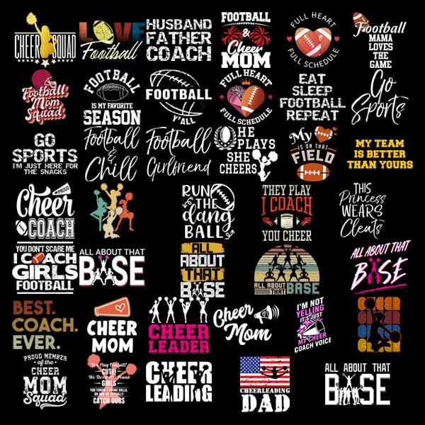 39 Football Cheer Png Bundle, Instant Download, Cheerleader Png, Cheer Mom Png, All About That Base Png, Go Sport Png