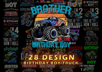 28 Monster Truck Png, Boy Monster Truck Birthday png, Matching Family of the birthday Boy png