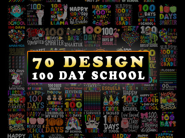 70 designs 100 days of school png – commercial use – instant download clip art – cut file – sayings – quotes
