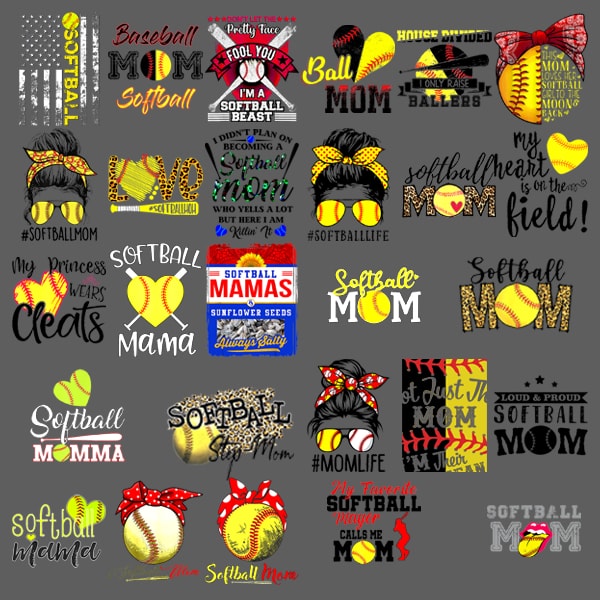 Combo 27 PNG | Softball Mom Sublimation Design Downloads Funny Mom Bun Hair Sunglasses Headband Mom Life PNG – Commercial Use , digital