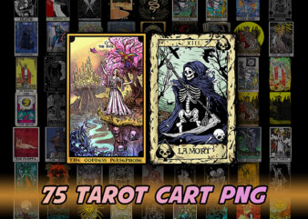 75 Tarot Card png bundle, Tarot card set png, Tarot art png, Magical tarot cart png files