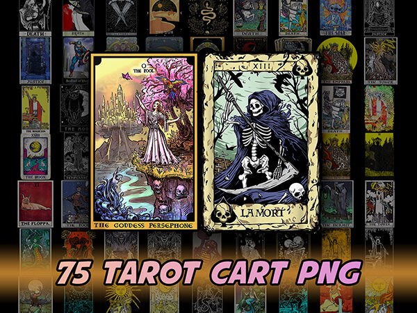 75 tarot card png bundle, tarot card set png, tarot art png, magical tarot cart png files