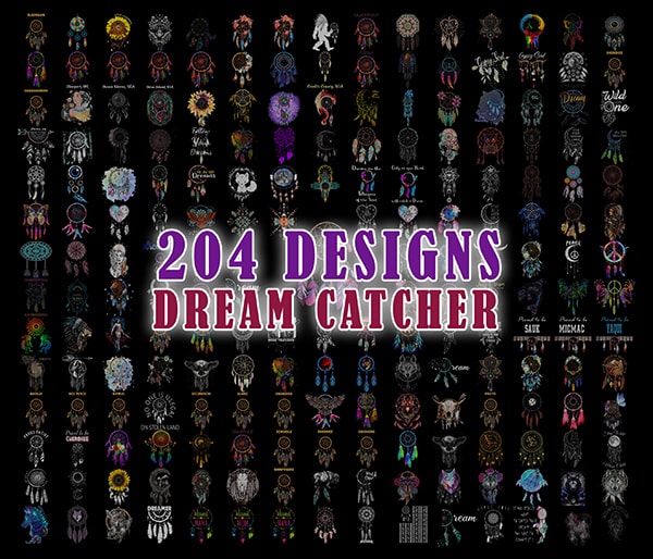 204 Designs Dream Catcher PNG Bundle, Dreamcatcher PNG, BOHO Style Design| Sublimation File, Dream Catcher Native American