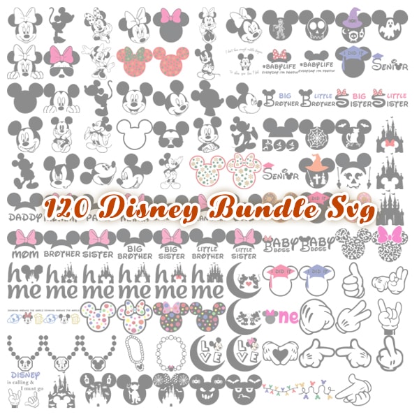 120 Disney Bundle Svg Mickey Mouse Svg Minnie Mouse Svg Disney Halloween Svg Disney Couple Svg Mickey Minnie Head Svg Disney Svg