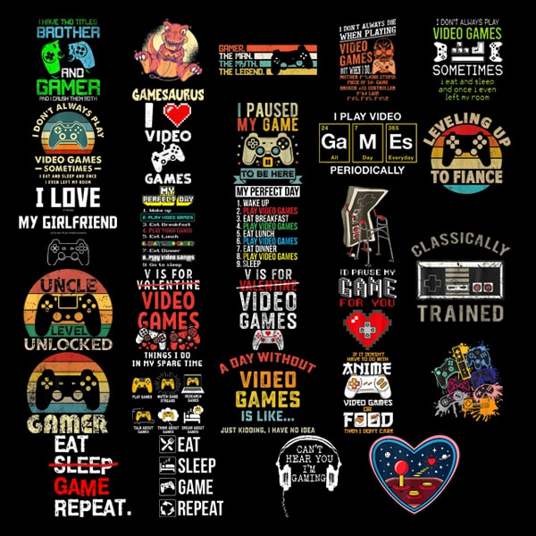 28 Video Game Png Bundle, Funny Gamer PNG, V Is For Video Game Png, Eat Sleep Game Repeat Png, Classically Trained Png, Game Controller Png