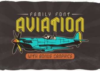 Aviation font + 6 bonus t-shirt designs