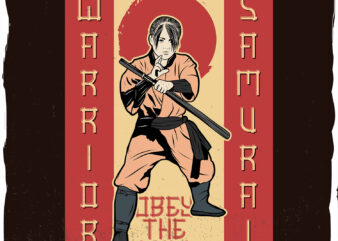 Samurai and a warrior with a sword t shirt template vector