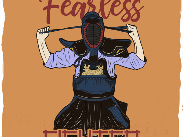 Kendo fighter tighting up his helmet t shirt vector art