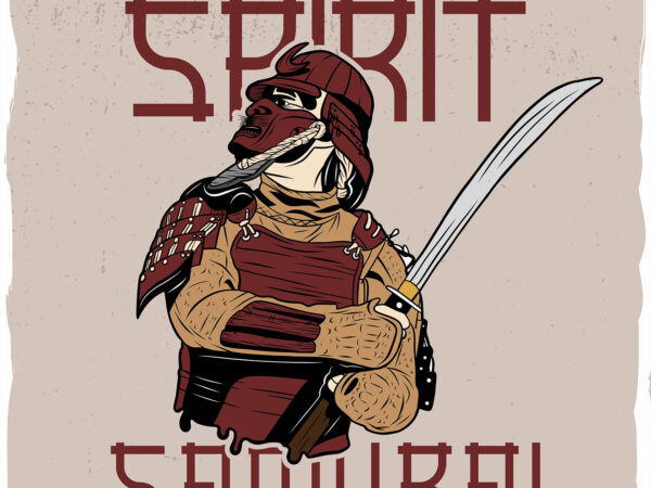 Samurai with armor and a sword t shirt template vector