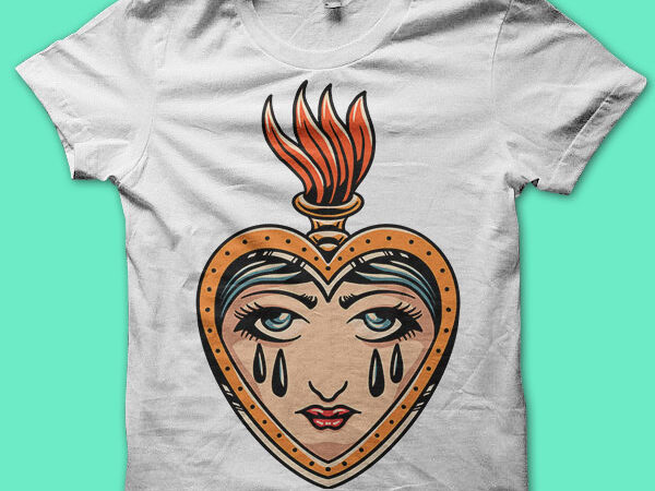 Crying heart t shirt vector file