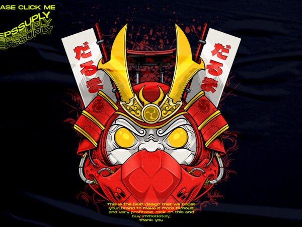 Daruma mecha samurai japanese streetwear t shirt vector illustration