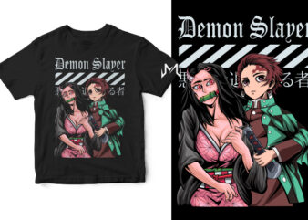 nezuko X tanjiro (demon slayer) T shirt vector artwork