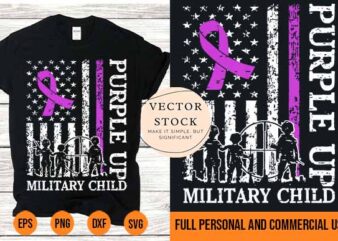 Purple Up For Military Kids Military Child Month USA Flag Shirt Best New 2022