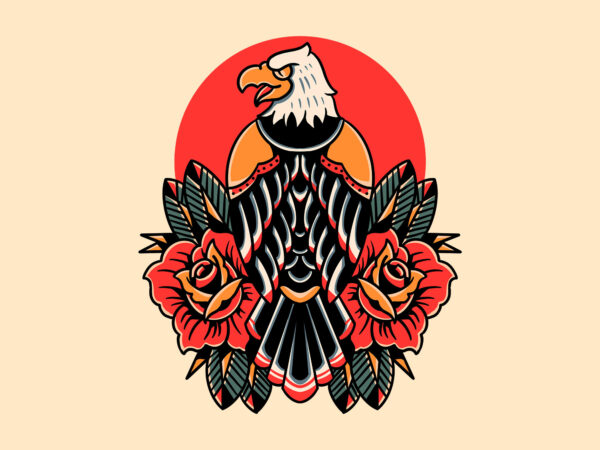 Eagle and roses vector clipart