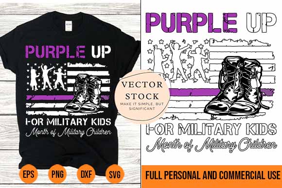 Purple up for military kids svg shirt design best new 2022