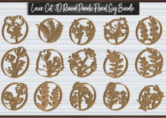 Laser Cut 3D Round Panels Floral Svg Bundle