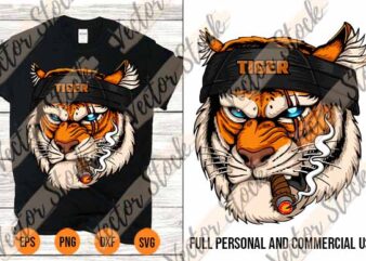 Tiger Head svg Wearing Bandana Sublimation POD Design Vector Best New 2022